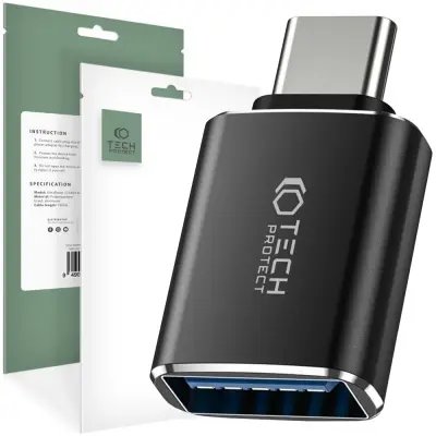 TECH-PROTECT ULTRABOOST ADAPTER TYPE-C NA USB OTG ČRN KABEL