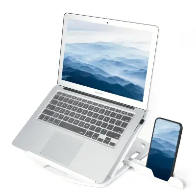 Ergonomsko stojalo za prenosnik z držalom za telefon White