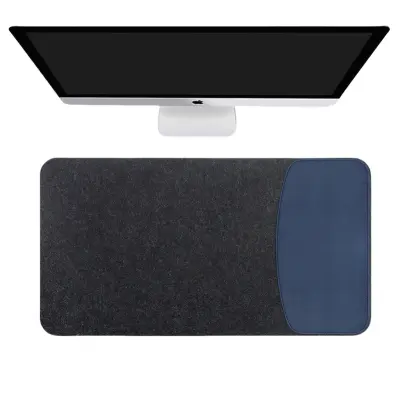 Elegantna podloga za miško iz filca in PU usnja Blue S