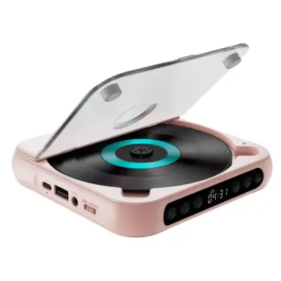 Mini Bluetooth CD predvajalnik - Walkman z zvočnikom (roza, učenje angleščine)