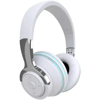 Brezžične LED slušalke - Bass Stereo s pisano svetlobo (mat bela)