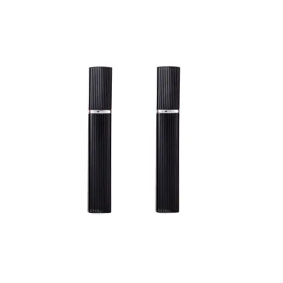 Elegantna črna aluminijasta in steklena kvadratna steklenička z razpršilom - 2 kosa