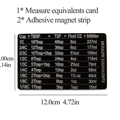 Magnetna tabela pretvorbe za kuhinjo za hladilnik Black