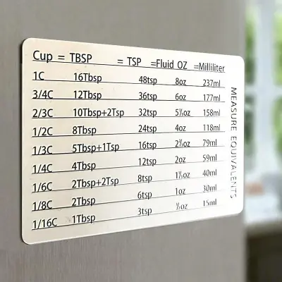 Magnetna tabela pretvorbe za kuhinjo za hladilnik White