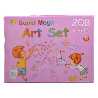 208-delni slikarski komplet, Otroški komplet za slikanje, Slikarski set za otroke, Set za barvanje | ARTIMASTER roza