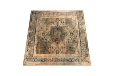 Preproga volna OMEGA MAMLUK Kvadrat Rozeta vintage krem 200x200 cm
