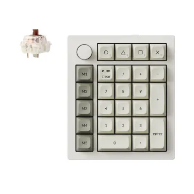 Keychron Q0 Max QMK Brezžična Numerična Tipkovnica / Bela / Gateron Jupiter Brown / Q0M-P3