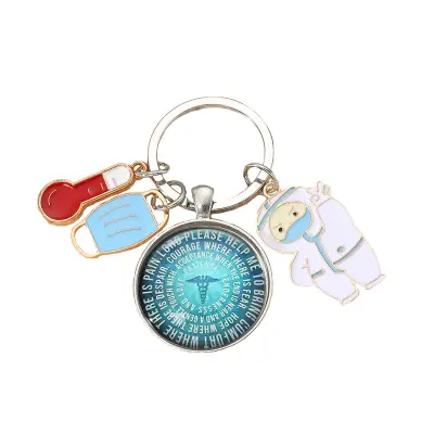 Eleganten obesek za ključe za medicinske sestre/zdravnike iz akrila in nerjavečega jekla