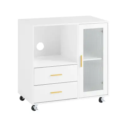 SoBuy Pisarniška omara s predali in kolesi 75x40x76 cm ASK09-W