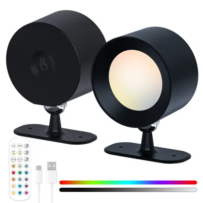 Nočna lučka Hill Cat Eye - Črna - RGBCW - USB Polnilna