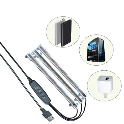 Stojalo za rastlinsko luč, 28 cm, trojna glava, napajanje preko USB (adapter ni priložen)