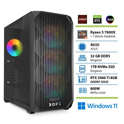 BOFX CALLISTO 2 Ryzen 5 7600X, 32 GB RAM, 1 TB SSD, RTX 5060 Ti gaming namizni računalnik