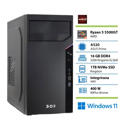 BOF FLASH 3 Ryzen 5 5600G, 16 GB RAM, 1 TB SSD, W11H namizni računalnik