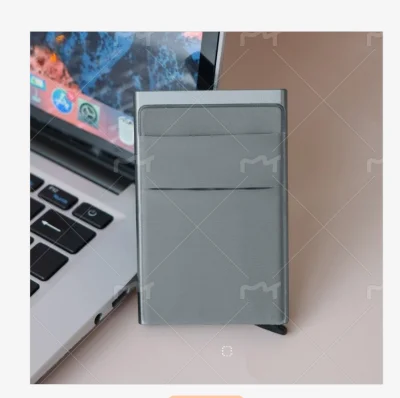 Elegantno držalo za kartice 2-v-1 iz aluminijeve zlitine in likre Grey