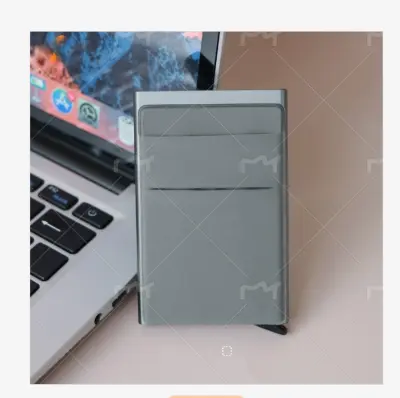 Elegantno držalo za kartice 2-v-1 iz aluminijeve zlitine in likre Grey
