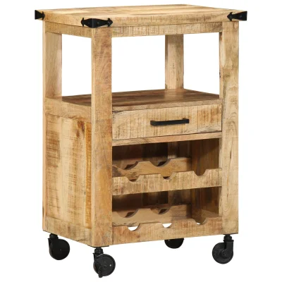vidaXL Kuhinjski Trolley 55x40x80 cm Trden neobdelan les mangov
