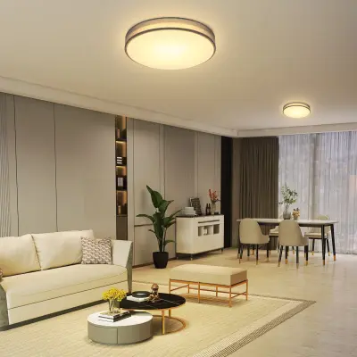 NETTLIFE LED stropna svetilka siva 38W okrogla moderna zatemnljiva z daljinskim upravljalnikom in senčnikom iz blaga za hodnik za dnevno sobo