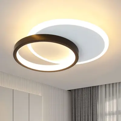 NETTLIFE LED stropna svetilka 12W 3000K toplo bela sijalka spalnica moderna oblika stropna svetilka dnevna soba črna okrogla za