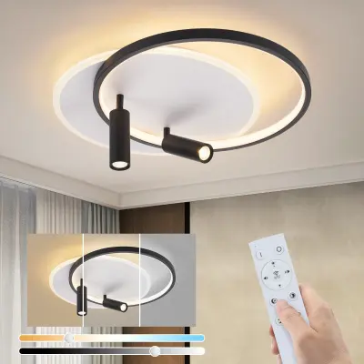 NETTLIFE LED Dnevna Soba Svetilka, 52W, 2 črna Reflektorja, Daljinski Upravljalnik, Moderni Akril