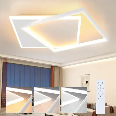NETTLIFE LED stropna 42W, bela, zatemnljiva, daljinsko upravljana, kvadratna akrilna, za dnevno sobo, kuhinjo, jedilnico