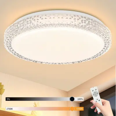 NETTLIFE LED stropna svetilka z daljinskim upravljalnikom, zatemnljiva 18W, premer 30cm, moderna kristalna zvezdnato nebo