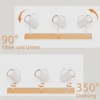 NETTLIFE lesena stropna GU10, 3 lučke, vintage bela, vrtljiva 350°, za hodnik, spalnico, sobo, pisarno, jedilnico, kuhinjo