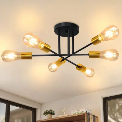 NETTLIFE stropna svetilka starinska svetilka 6 žarnic E27 industrijska svetilka spalnica retro svetilka za dnevno sobo jedilnico hodnik