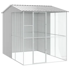 vidaXL Kletka za ptice Siva 215x310x247 cm Jeklo