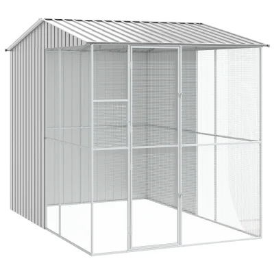vidaXL Kletka za ptice Siva 215x310x247 cm Jeklo