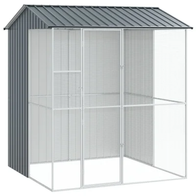 vidaXL Aviarium za ptice Antracit 215x210x247 cm Jeklo