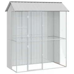 vidaXL Aviarij za ptice Siva 215x110x247 cm Jeklo