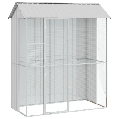 vidaXL Aviarij za ptice Siva 215x110x247 cm Jeklo