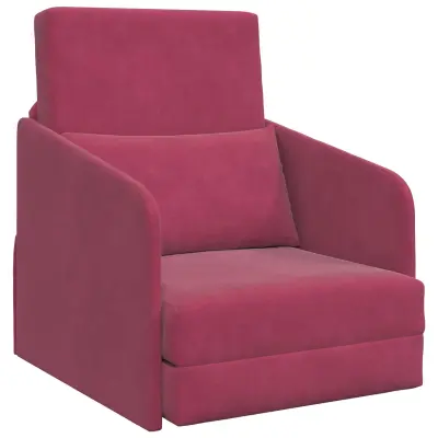 vidaXL Floor Sofa Bed 2-in-1 Bordo 65x80x83 cm Žamet