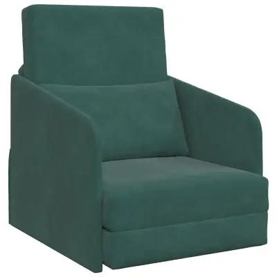 vidaXL tla kavč postelja 2-v-1 temno zelena 65x80x83 cm velvet