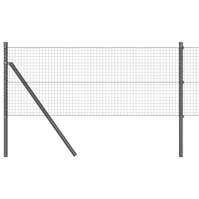 vidaXL Varjena žična ograja z 7 stebrički Siva 0,8x10 m Jeklo