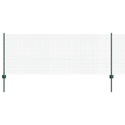 vidaXL varjena žična ograja z 11 U stebrički Zelena 0.8x25 m Jeklo