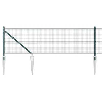 vidaXL Varjena žična ograja z 7 vrati Zelena 0,4x10 m Jeklo