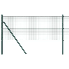 vidaXL varjena žična ograja s 13 podporami Zelena 0.5x50 m Jeklena