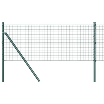vidaXL varjena žična ograja s 13 podporami Zelena 0.5x50 m Jeklena