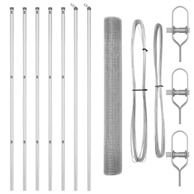 vidaXL varjen žični set z 7 stebri 1.2x10 m galvanizirano jeklo