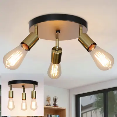 NETTLIFE stropna svetilka 3 stropni reflektorji max. 25W E27 moderni okrogli vrtljivi lestenec za spalnico, jedilnico, dnevno sobo