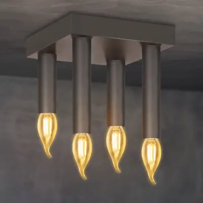 NETTLIFE Vintage stropna svetilka E14 Industrijska svetilka Siva svetilka za spalnico s 4 kovinskimi reflektorji za dnevno sobo, kuhinjo, hodnik, bar