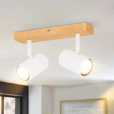 NETTLIFE Stropna svetilka 2 žarnici Les GU10 Bela Moderna Notranja Svetilka za Hodnik 350° Spot za Dnevno Sobo Spalnico