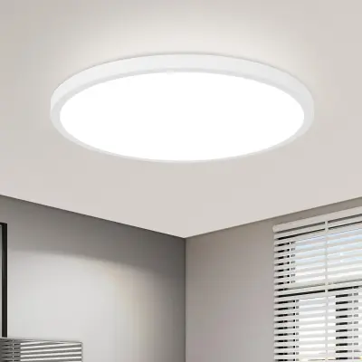 NETTLIFE LED stropna svetilka za kopalnico - Kopalniška svetilka Ø30cm ravna okrogla 18W IP44