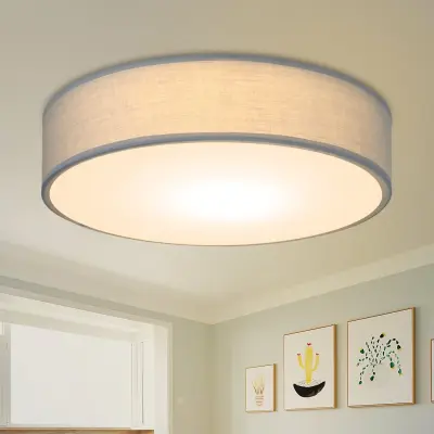 NETTLIFE okrogla stropna svetilka 1 žarnica E27 30CM moderna spalnica siva svetilka s senčnikom iz blaga svetilka za hodnik za dnevno sobo in kuhinjo