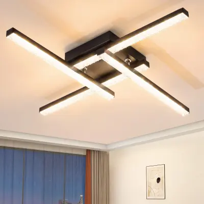 NETTLIFE moderna LED stropna svetilka 24W črna 3000K toplo bela