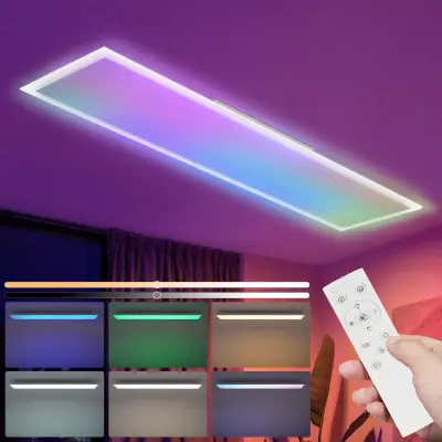 NETTLIFE LED panel 100 x 25 cm zatemnljiv, dolg, raven, barvno spreminjajoč se RGB osvetlitev z daljinskim upravljalnikom, 24 W