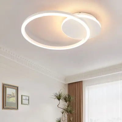 NETTLIFE LED stropna svetilka za dnevno sobo 24W črna moderna 2 obroča 3000K toplo bela
