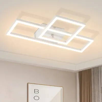 NETTLIFE LED stropna svetilka za dnevno sobo, 20W, moderna kuhinjska svetilka, toplo bela, kvadratna, bela