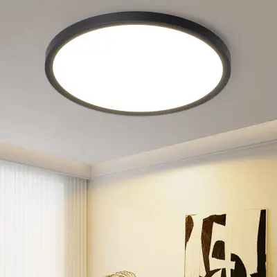 NETTLIFE ravna LED stropna svetilka za spalnico črna 18 cm 15 W nezatemnljiva toplo bela 3000K